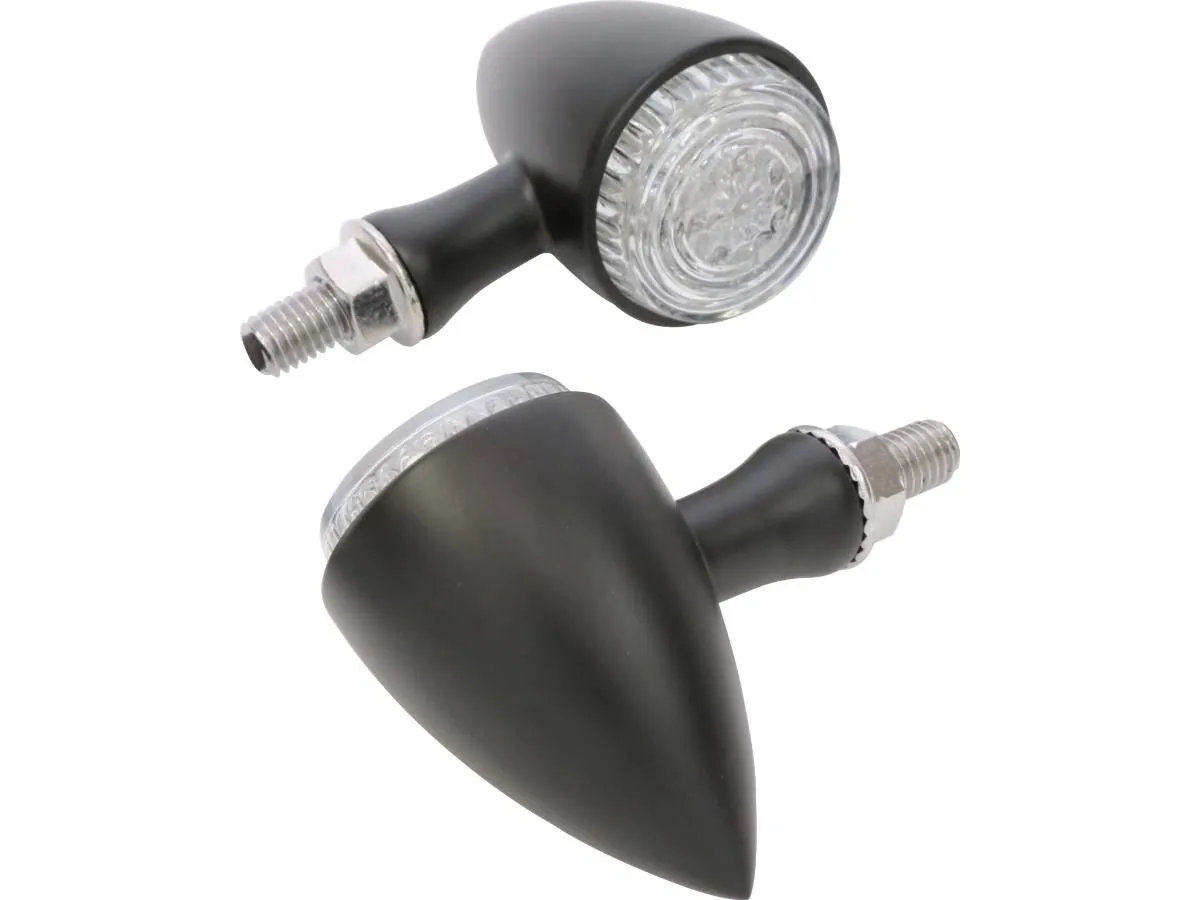 Round Bullet LED Combination Rear Tail Light   Indicators (Pair) - Black - Motorcycle Storehouse 913887