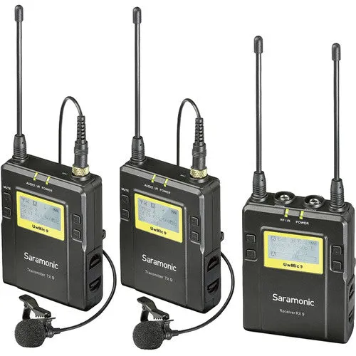 Saramonic Rx9 Tx9 Tx9 96-Ch Digital UHF Wireless Dual W/Lavalier Mic F/UWMIC9 System