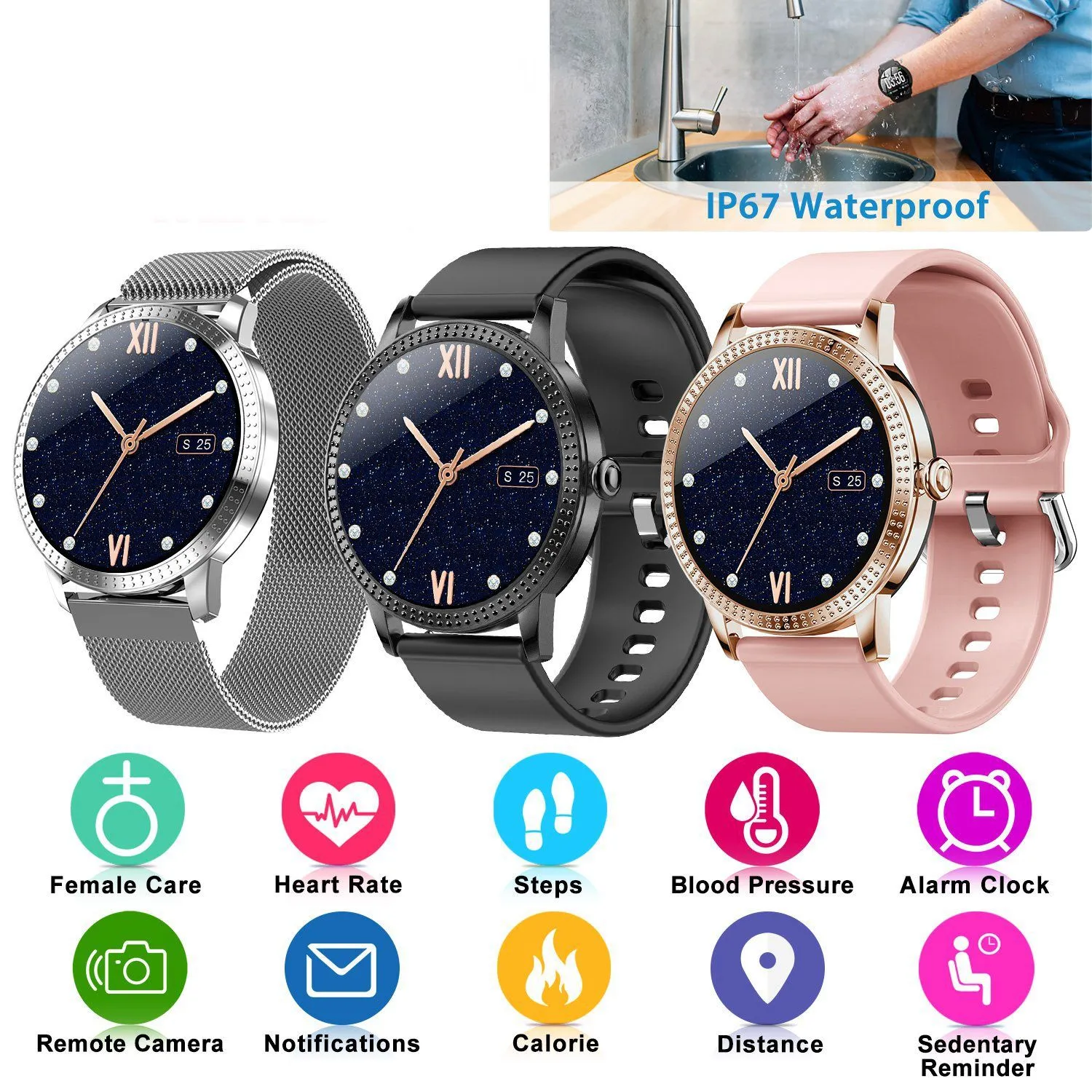 Smartwatch Fitness Tracker 1.08" Touch Screen