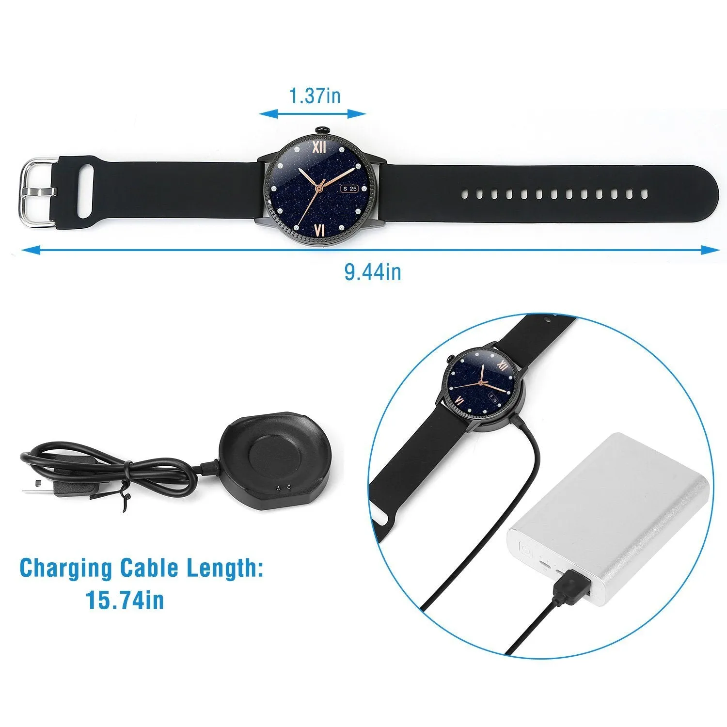 Smartwatch Fitness Tracker 1.08" Touch Screen