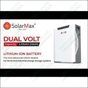 Solar Max SM-DUAL-LFP-5.37K (105AMP) for 48V Inverter in Pakistan