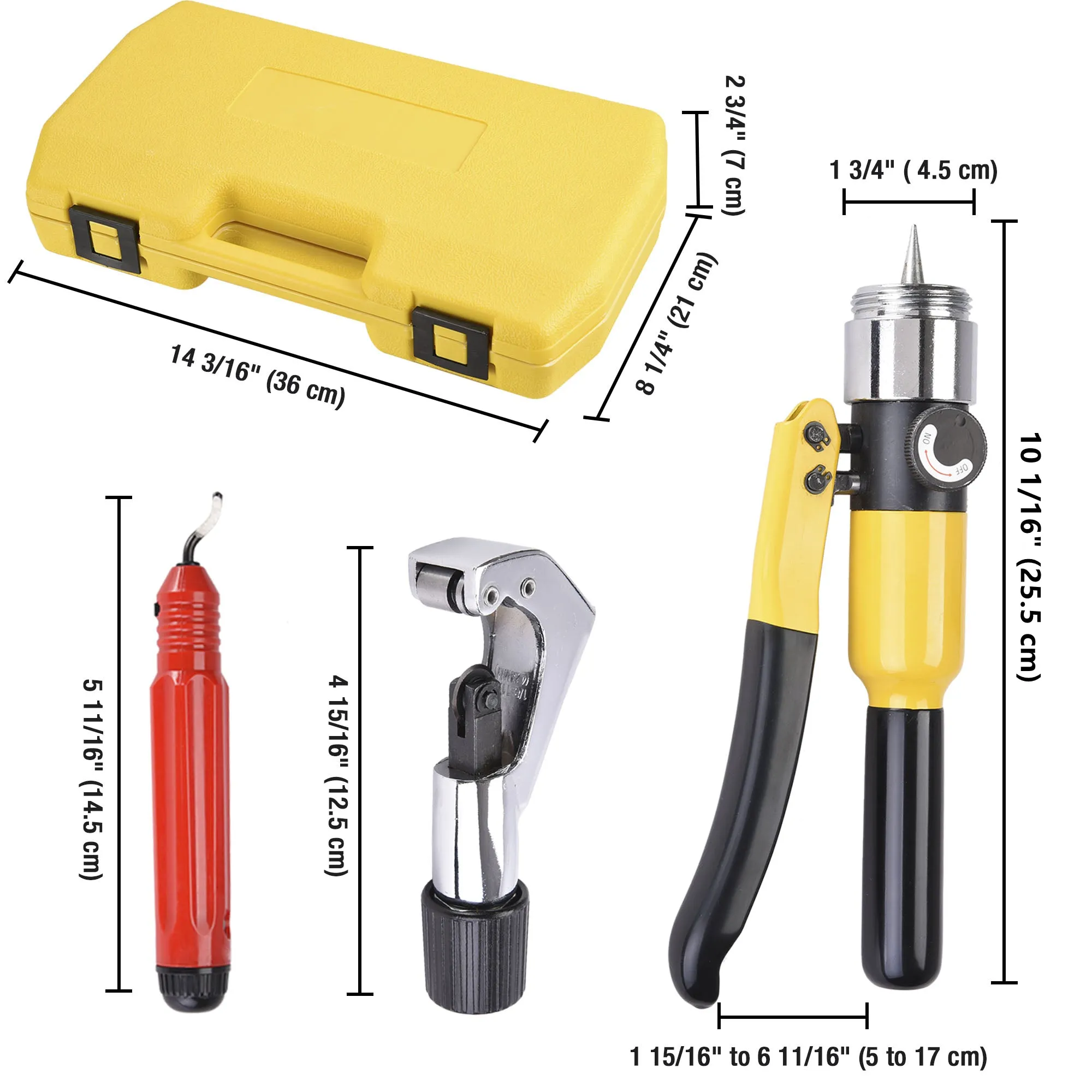 TheLAShop 7-Head HVAC Hydraulic Pipe Expander Swaging Expanding Tool Kit