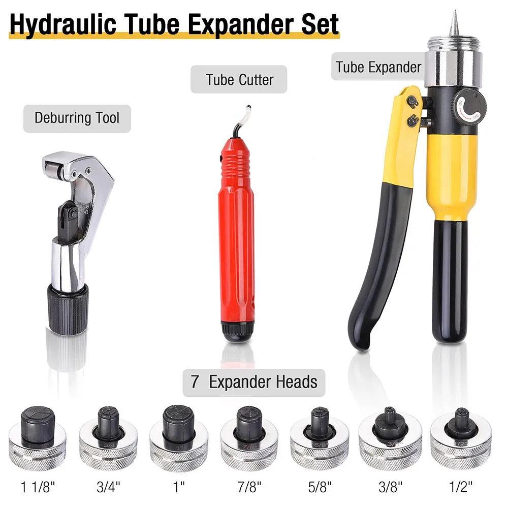 TheLAShop 7-Head HVAC Hydraulic Pipe Expander Swaging Expanding Tool Kit