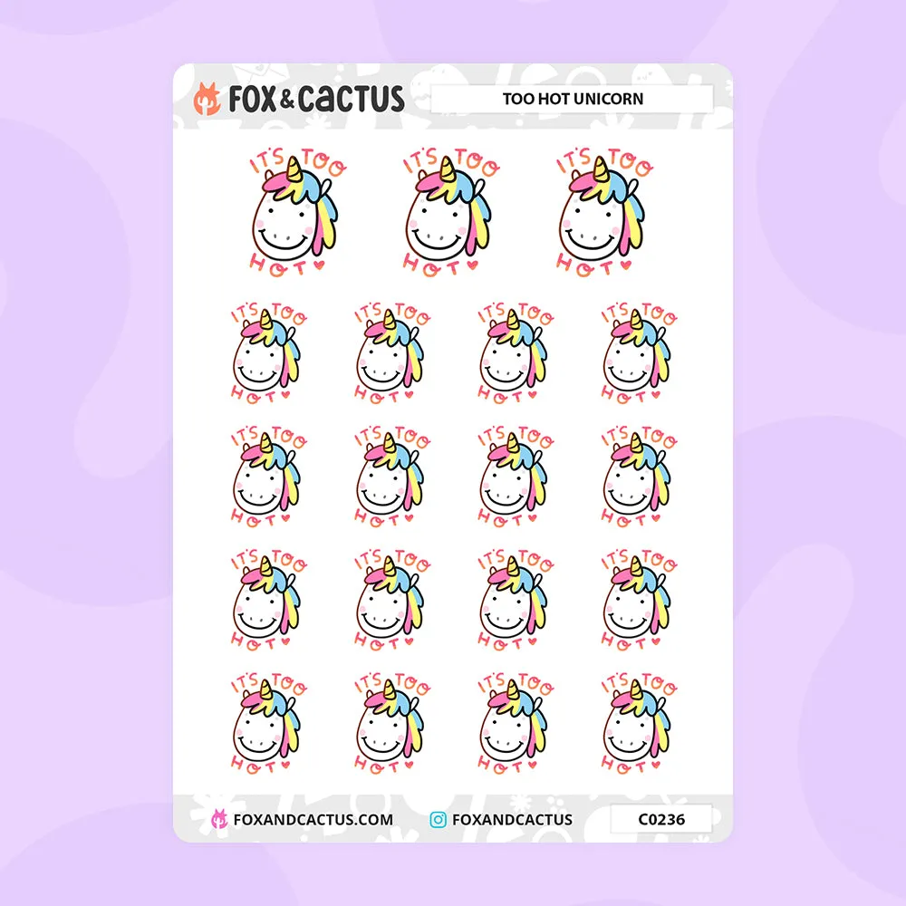 Too Hot Unicorn Stickers