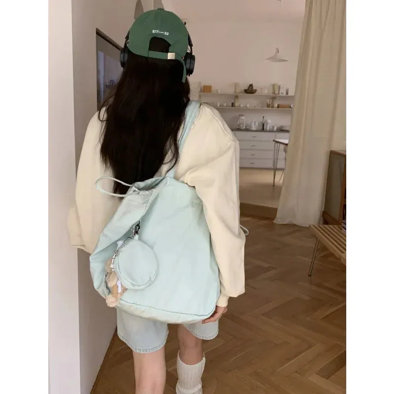 UAKISS  -  Sweet Tote Bags for Student Girl Fashion Mint Green Pink Color Messenger Bag High Capacity Stationery Notebook Storage Bag