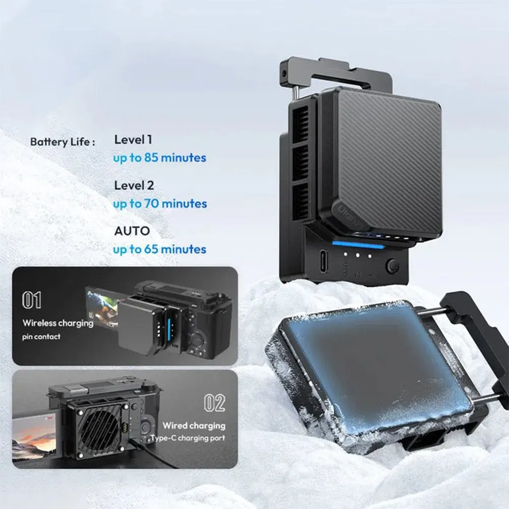 Ulanzi CU01 Thermostatic Semiconductor Camera Cooler Kit with 3 Modes of Operations, Battery Wireless Charging, Up to 8°C Intelligent Temperature Control for Sony, Canon, Lumix, Fujifilm & Nikon Cameras | C045