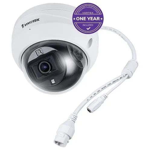 VIVOTEK FD639-1Y VORTEX 2MP IP66 & IK10 Dome, 2.8mm Lens, with 1-year VSaaS License, White, 30-Day Video Onboard Storage, NDAA and TAA Compliant