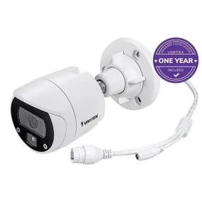 VIVOTEK IB639-1Y VORTEX 2MP IP66 & IK10 Bullet, 2.8mm Lens, with 1-year VSaaS License, White, 30-Day Video Onboard Storage, NDAA and TAA Compliant