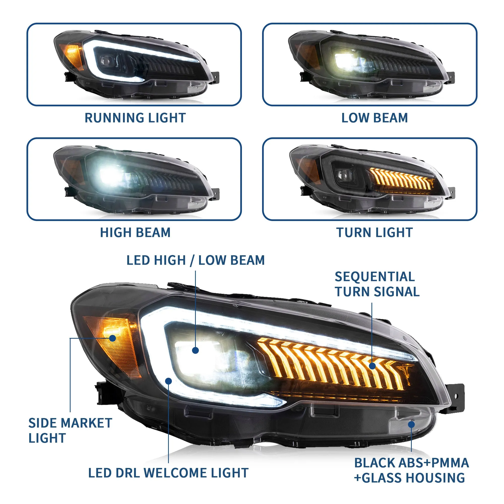 VLAND LED Headlights and Taillights For Subaru WRX / WRX STI 2015-2021