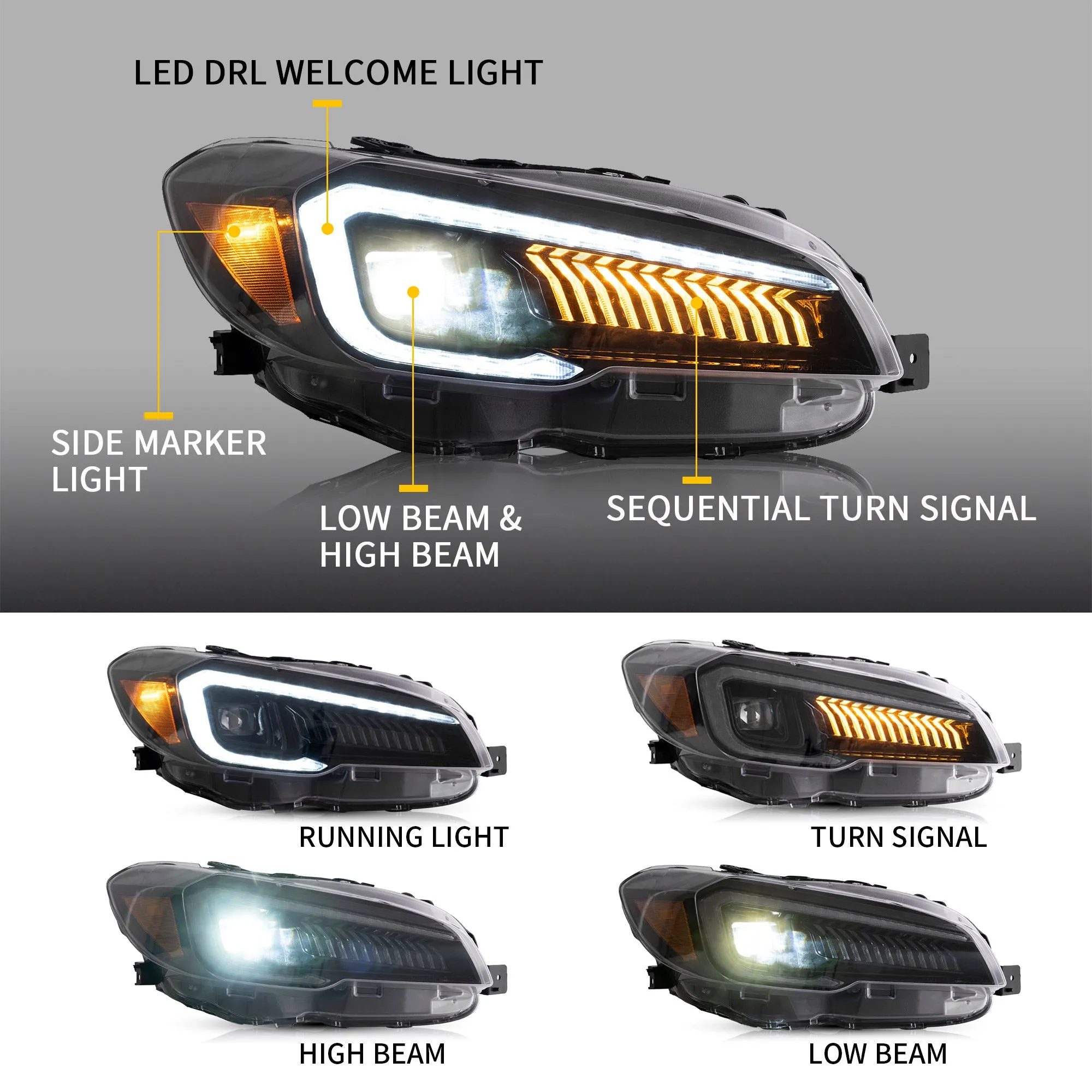 VLAND LED Headlights and Taillights For Subaru WRX / WRX STI 2015-2021