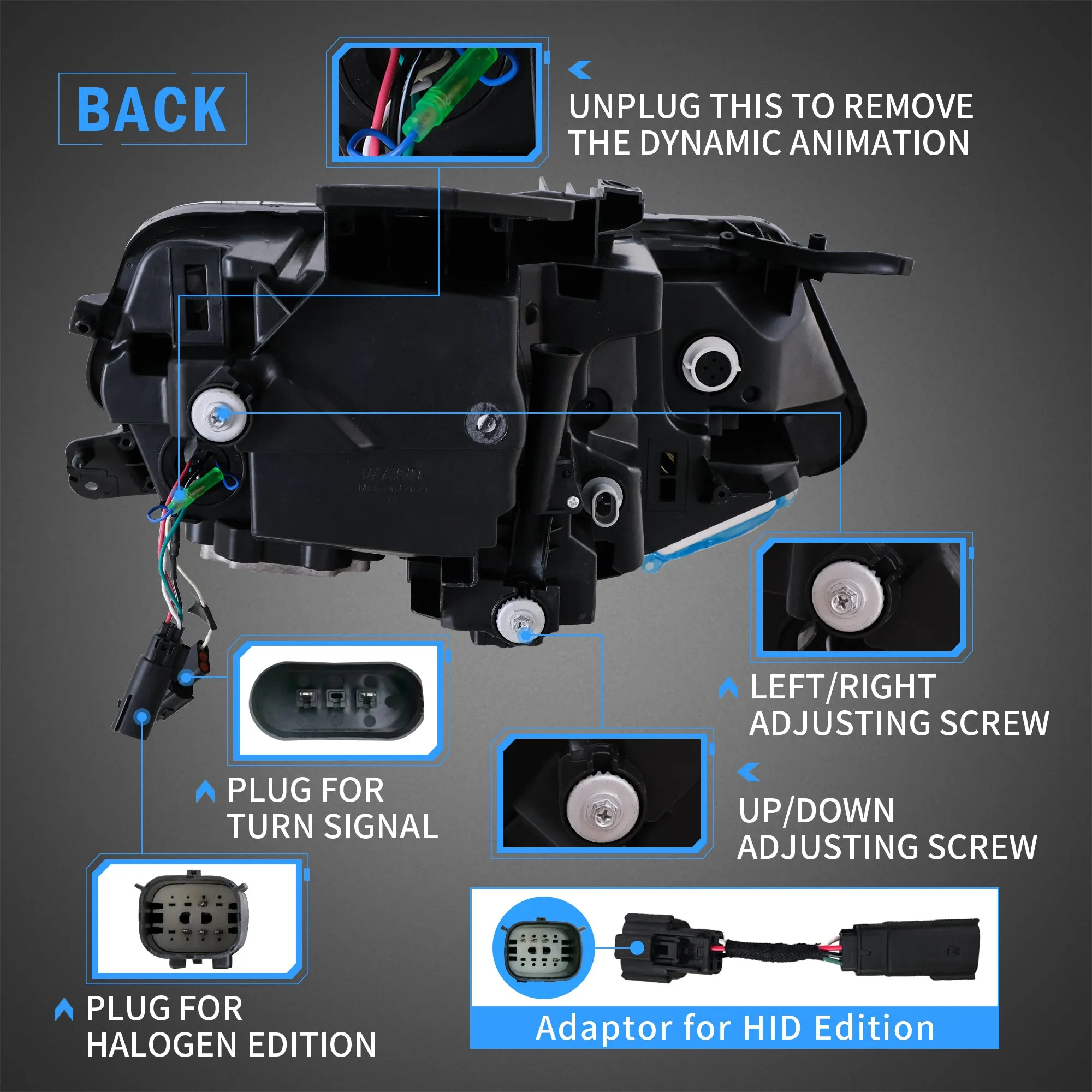 VLAND LED Projector Headlights For Chevrolet / Chevy Camaro 2016-2018 [DOT.]