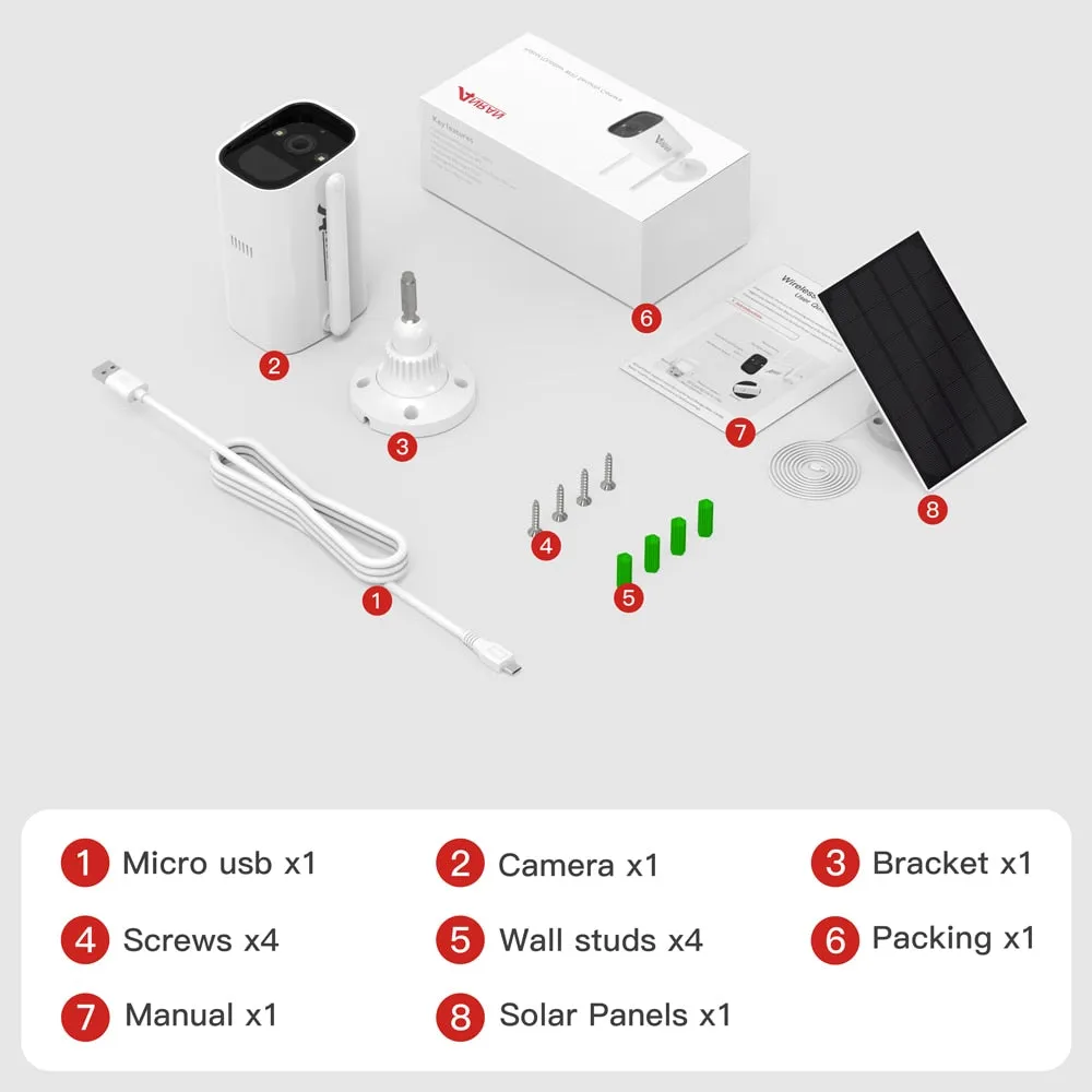 Wireless Solar Security Camera, Two-Way Audio, Simple Setup, Night Vision, Motion Detection