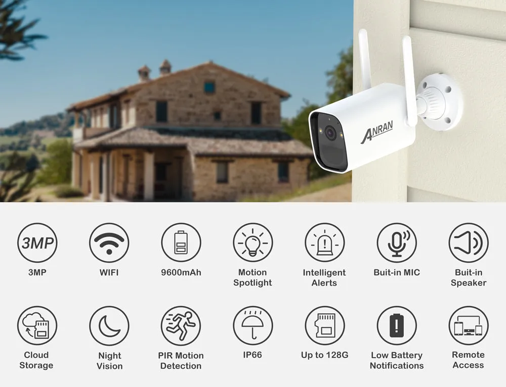 Wireless Solar Security Camera, Two-Way Audio, Simple Setup, Night Vision, Motion Detection